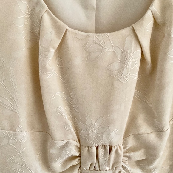 Vintage Y2K Midi dress Gown Babydoll Bow Cream Vanilla Floral Jacquard 8 - Picture 7 of 16